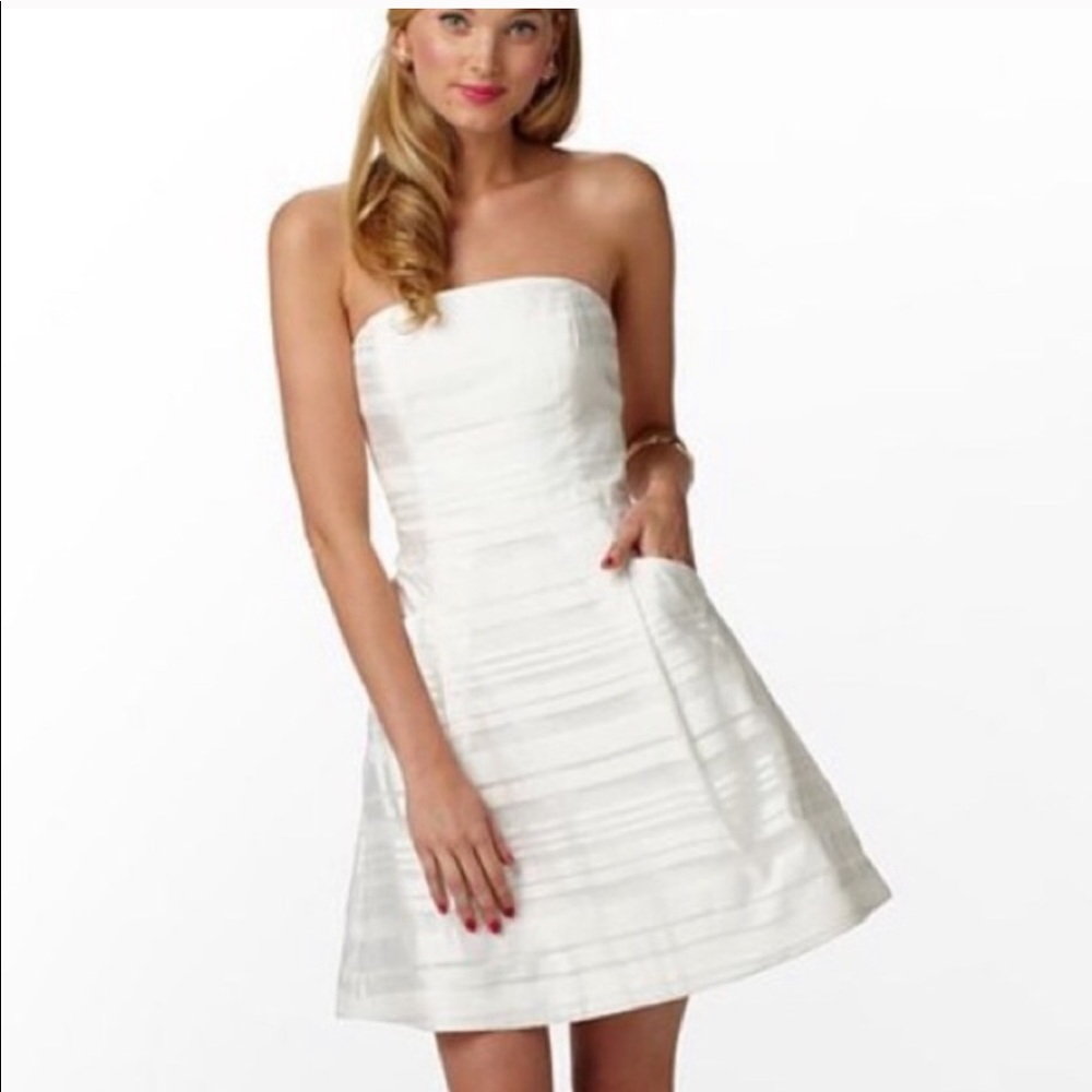 Lilly Pulitzer Blossom Dress Silk Strapless White